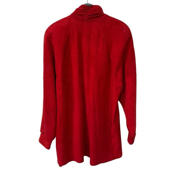 Chic Red Leather Power Jacket for Women Size M - Vintage 1980s Coat - Picture 17 of 17